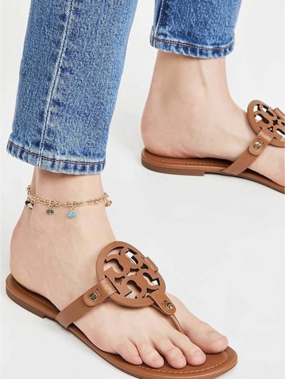 Tory Burch Miller Leather Logo Sandals in Brown